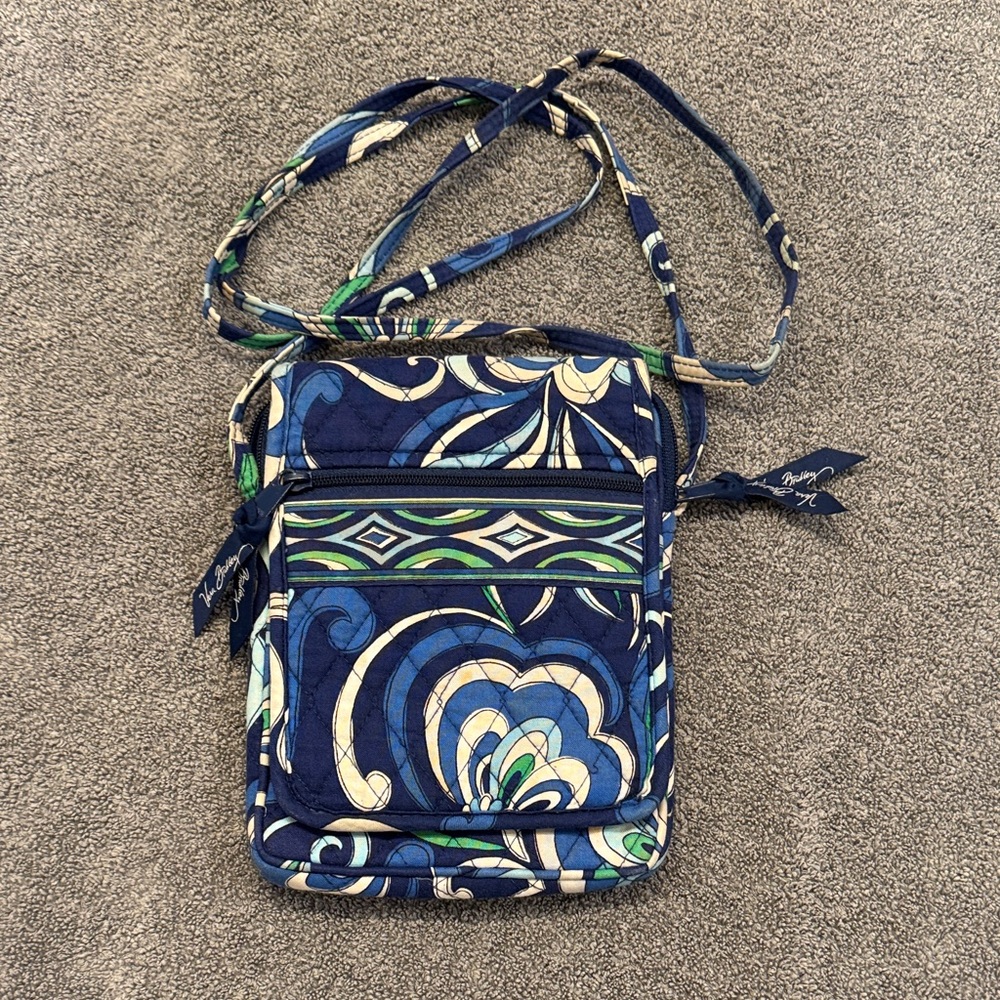 Vera Bradley Blue and Green Patterned Crossbody Bag